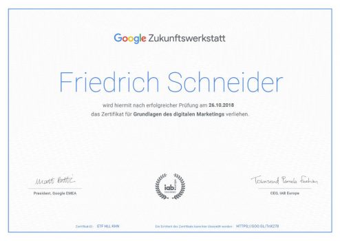 Zertifikat digitales Marketing